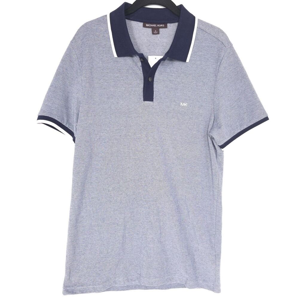MICHAEL KORS Mens New Polo Shirt MEDIUM Logo Cotton Blend Gray KS2509Z5FH